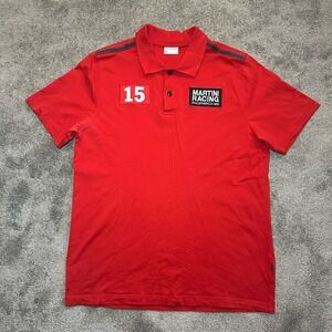 Martini Porsche Racing Polo Shirt Mens L Large Red #15 Drivers Selection